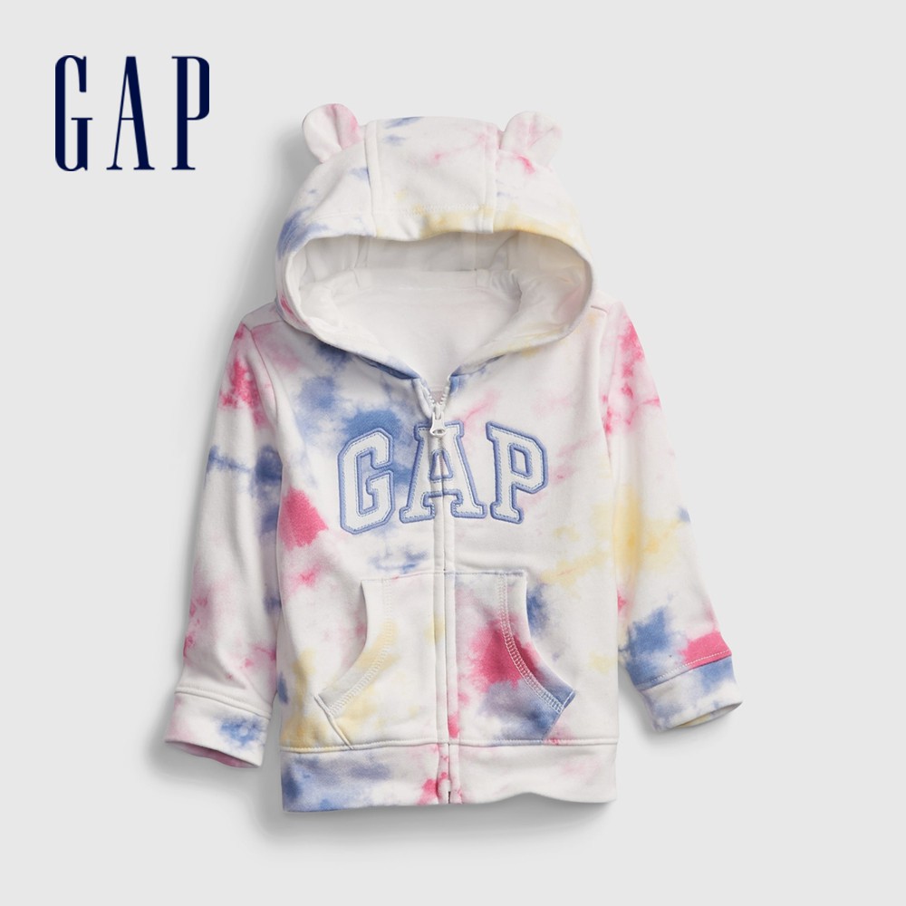 Gap 嬰兒裝 Logo紮染拉鍊連帽外套-彩色紮染(681580)