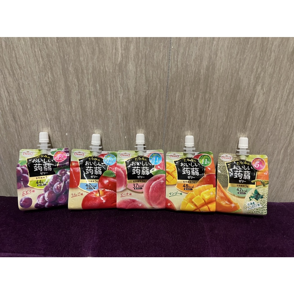 日本 Tarami 低卡蒟蒻飲 蒟蒻果凍吸管包 5種口味(葡萄/哈密瓜/芒果/蘋果/水蜜桃)