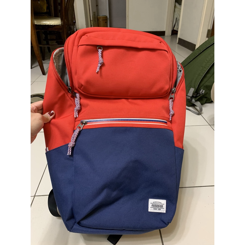 美國旅行者 American Tourister 電腦後背包 15吋 紅/藍（二手）