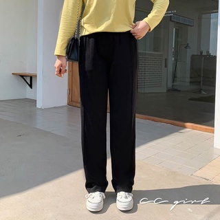 CCGIRL中大尺碼 高腰長腿針織直筒落地褲(全鬆緊+有口袋)-共2色- 適L～5L《31391》大碼女裝 大尺碼長褲