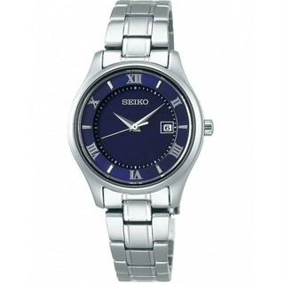 Seiko精工錶 V137-0DG0B(STPX065J) SPIRIT簡約羅馬太陽能鈦金屬女腕錶/藍面 29mm
