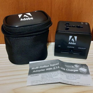 Adobe 雙USB 最高2.1A 萬用插座 旅行插座 旅行轉接頭 出國轉接頭 萬國插座 插頭 全新