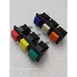 按鈕開關 方型 坎入式 2P 無段 開孔尺寸:11mm * 12.5mm 1A 125V 顏色: 紅黃綠橘