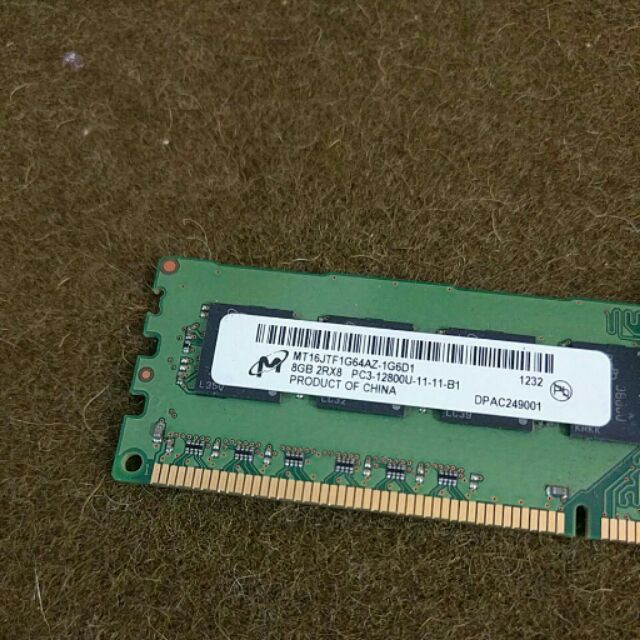 DDR3 8G 1600 美光記憶體 桌機用 雙面