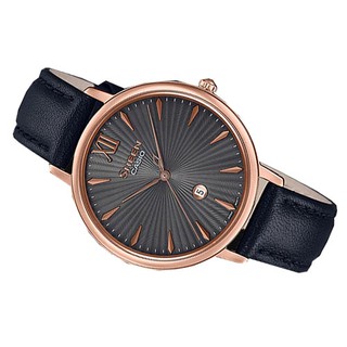 【八度空間】SHEEN 簡約雅致藍寶石設計皮帶腕錶-黑(SHE-4534PGL-1A)