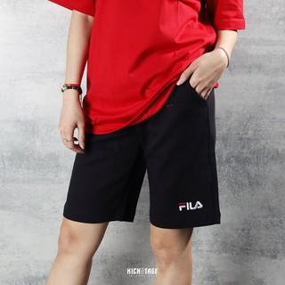 FILA SHORTS 黑色 刺繡 小LOGO 休閒 短褲 棉短褲 五分褲【1SHV1509BK