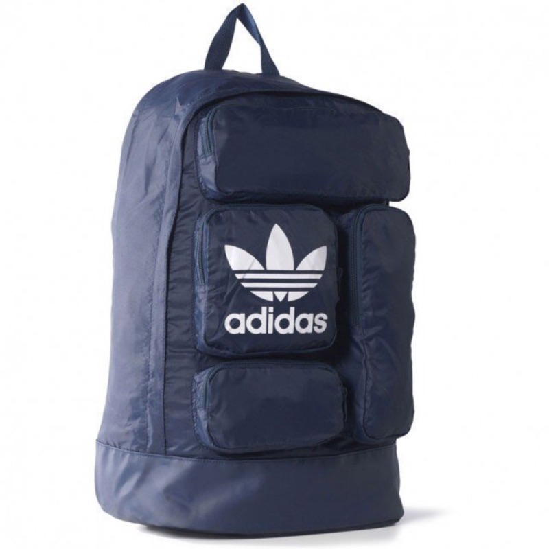 Adidas CLASSIC PATCH 深藍 登山 大容量 多功能 尼龍 雙肩後背包