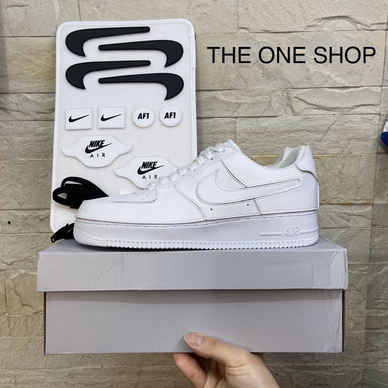 TheOneShop NIKE AIR FORCE 1 全白 白色 黑色 魔鬼氈 貼布 CV1758-100