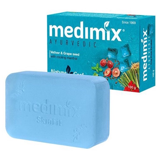 ☘️台灣現貨 ☘️印度MEDIMIX 藍寶石沁涼美肌皂125g(岩蘭草&amp;葡萄籽)DS003249