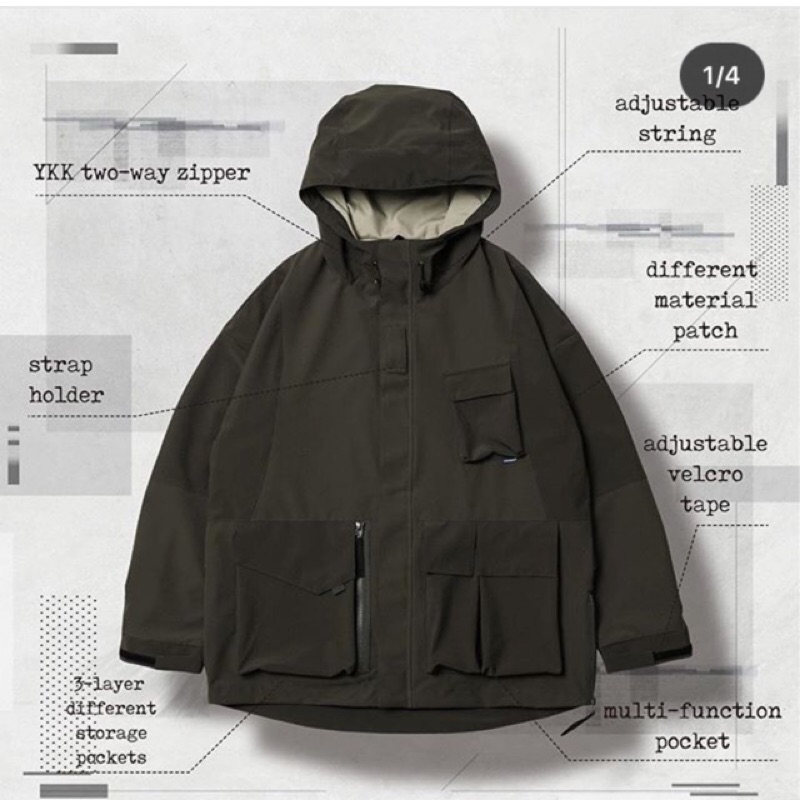 AES X GOOPI Reconstruct Jacket 2號 軍綠色 anorak 衝鋒衣 外套