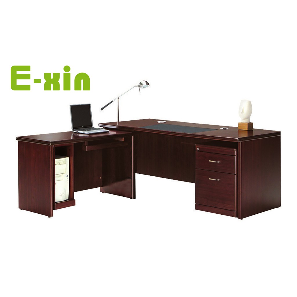 【E-xin】滿額免運 515-1 豪華優質全木皮主管桌5.8尺 整組 L型 木質辦公桌 電腦辦公桌 主管桌 電腦桌