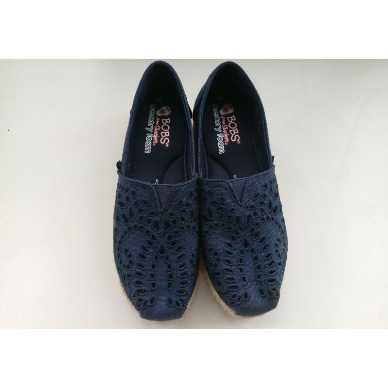 Bobs From Skechers Memory Foam 布燒花增高草編鞋 美國帶回 蝦皮購物