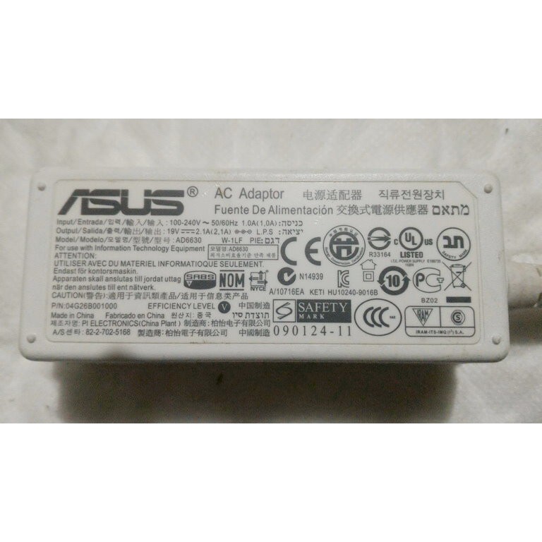 華碩 ASUS Eee PC 原廠 白色 19V 2.1A 2.4mm * 0.7mm AD6630 變壓器 電源線