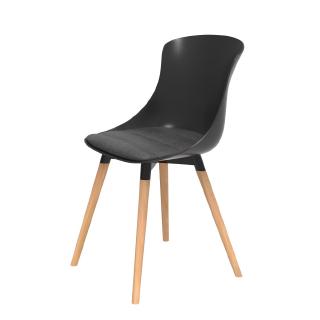 (組合) 特力屋 萊特塑鋼椅 櫸木腳架40mm/黑椅背/灰座墊
