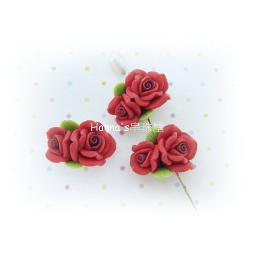 串珠配件 手工樹脂花 軟陶花 17mm玫瑰小捧花 紅色 蝦皮購物