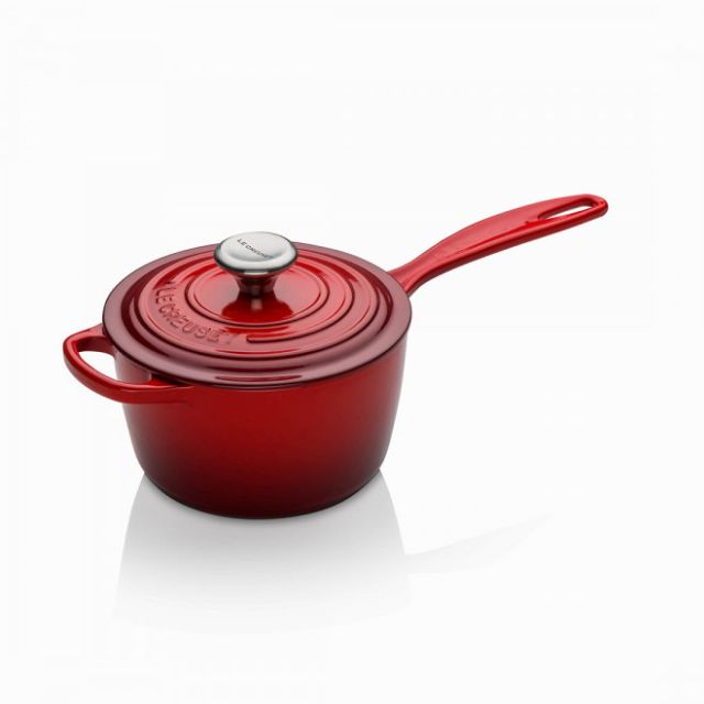 【巧藝廚房用品專賣店】新貨到Le Creuset 典藏手柄醬汁鑄鐵鍋16CM 鋼頭 櫻桃紅特價3280元