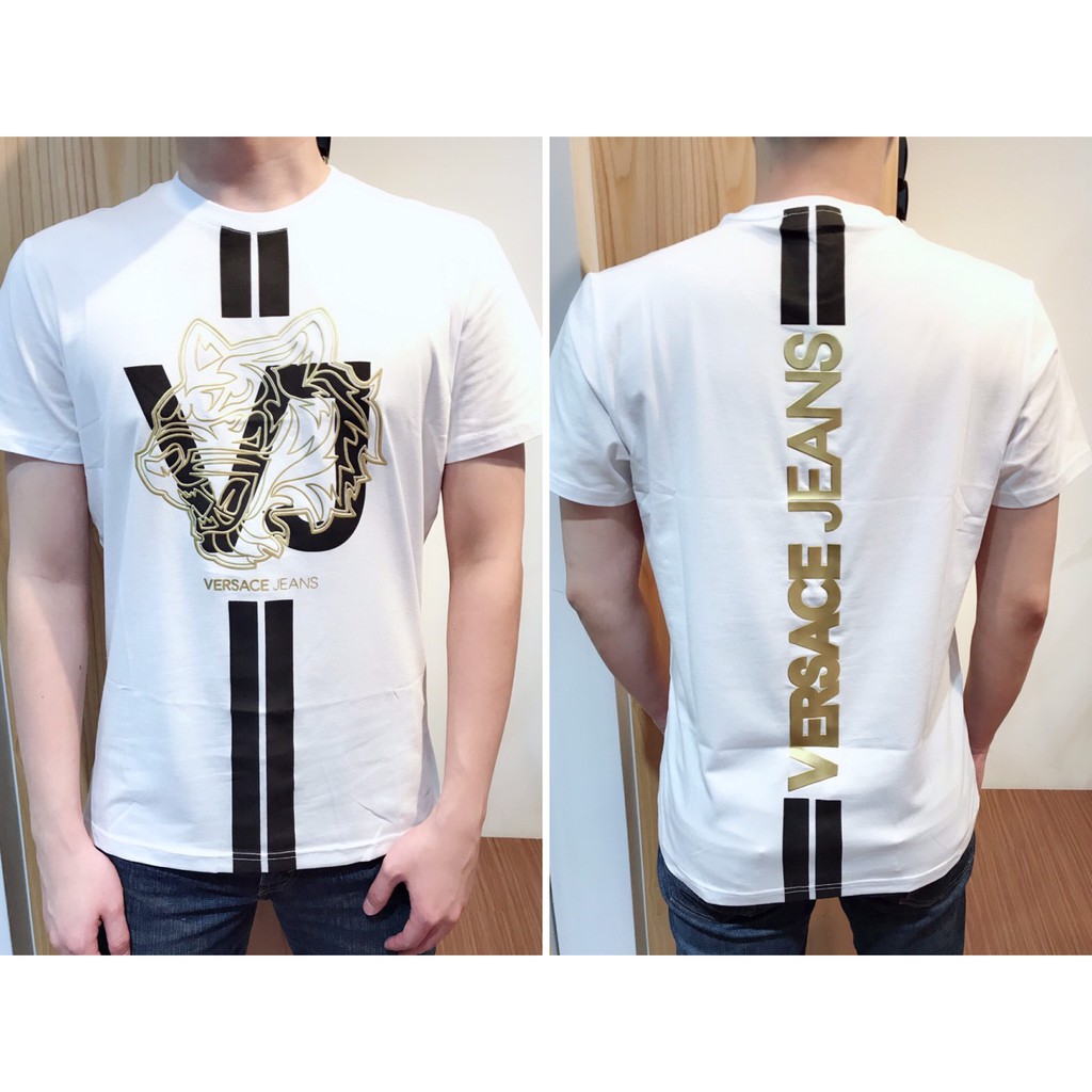 【Ayllon】Versace Jeas 凡賽斯 男版 立體燙金虎頭 背面燙金文字 短Tee 現貨