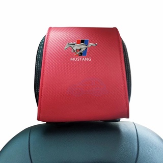 福特野馬汽車座椅頭枕保護套汽車標誌防臟皮革枕套墊