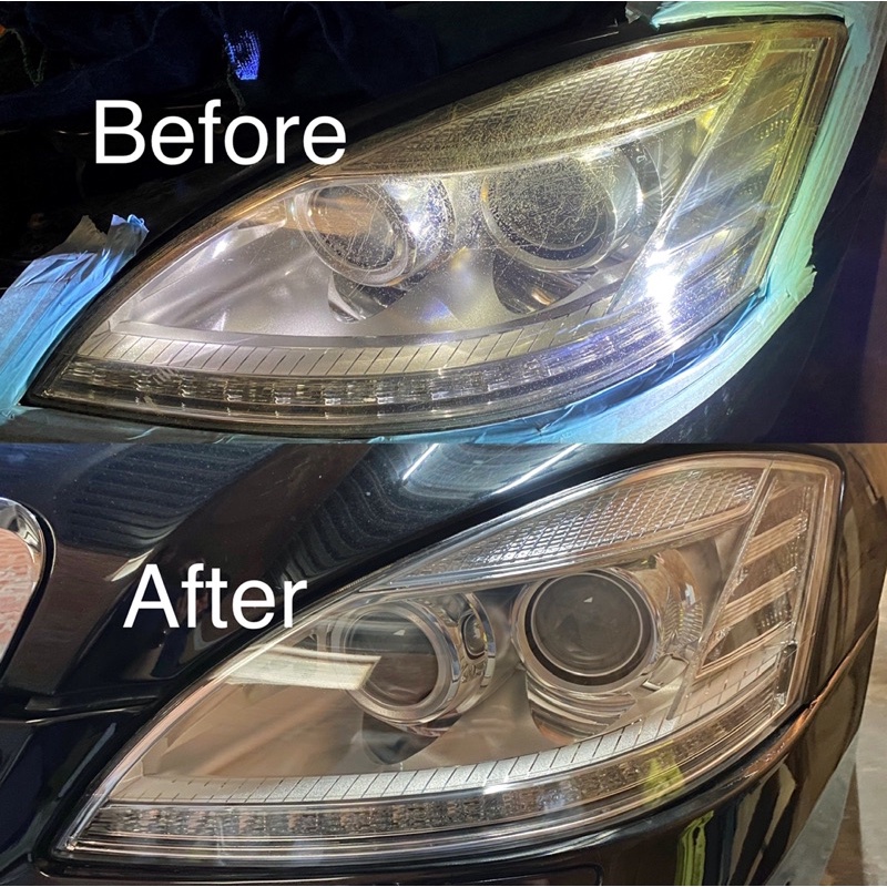 大燈亮潔RenewLights Benz賓士 S350 原廠大燈 修復 泛黃 霧化 脱膜 擦傷 龜裂 S-Class