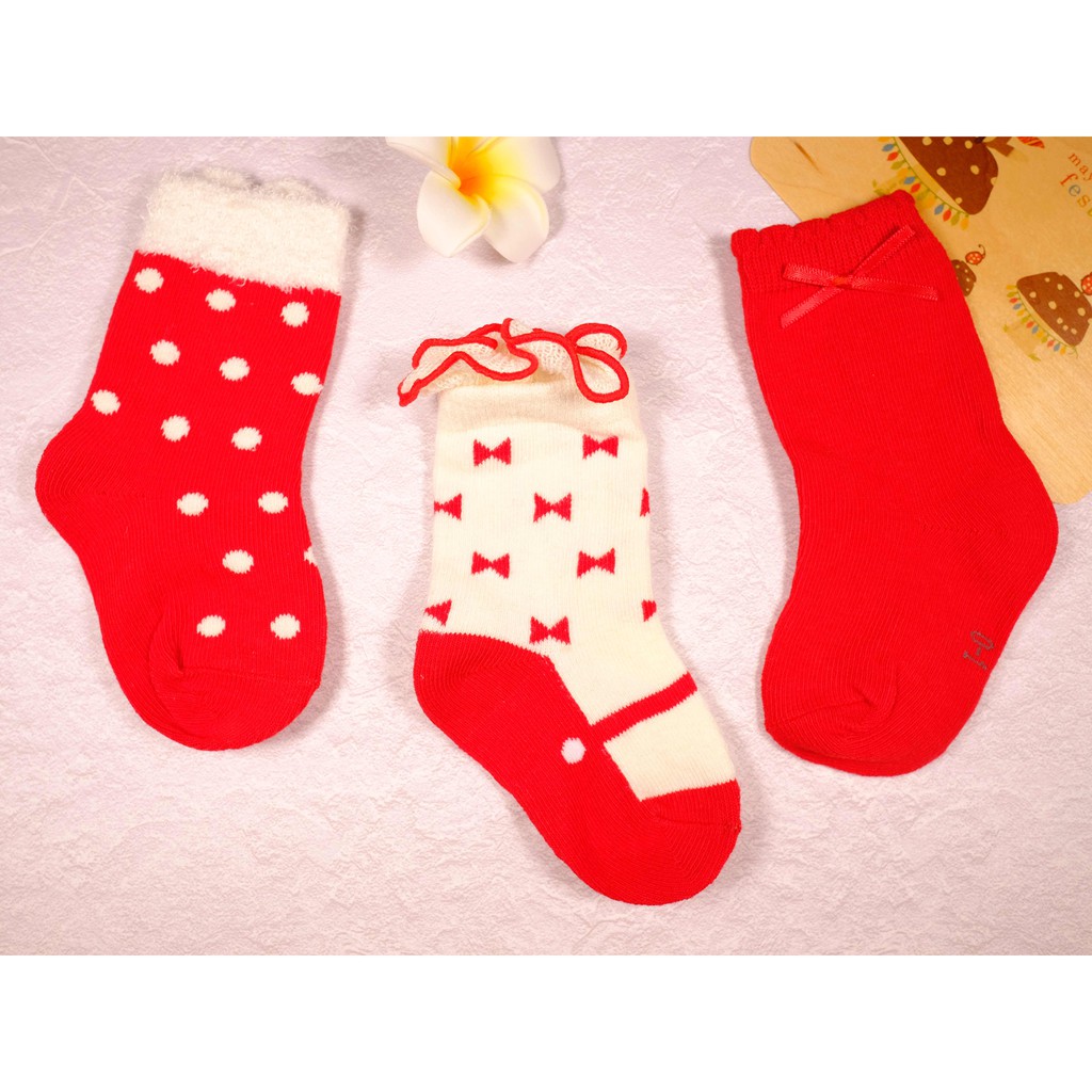&lt;現貨&gt;聖誕跨年新年童襪 3雙裝 寶寶襪 caramella XS碼