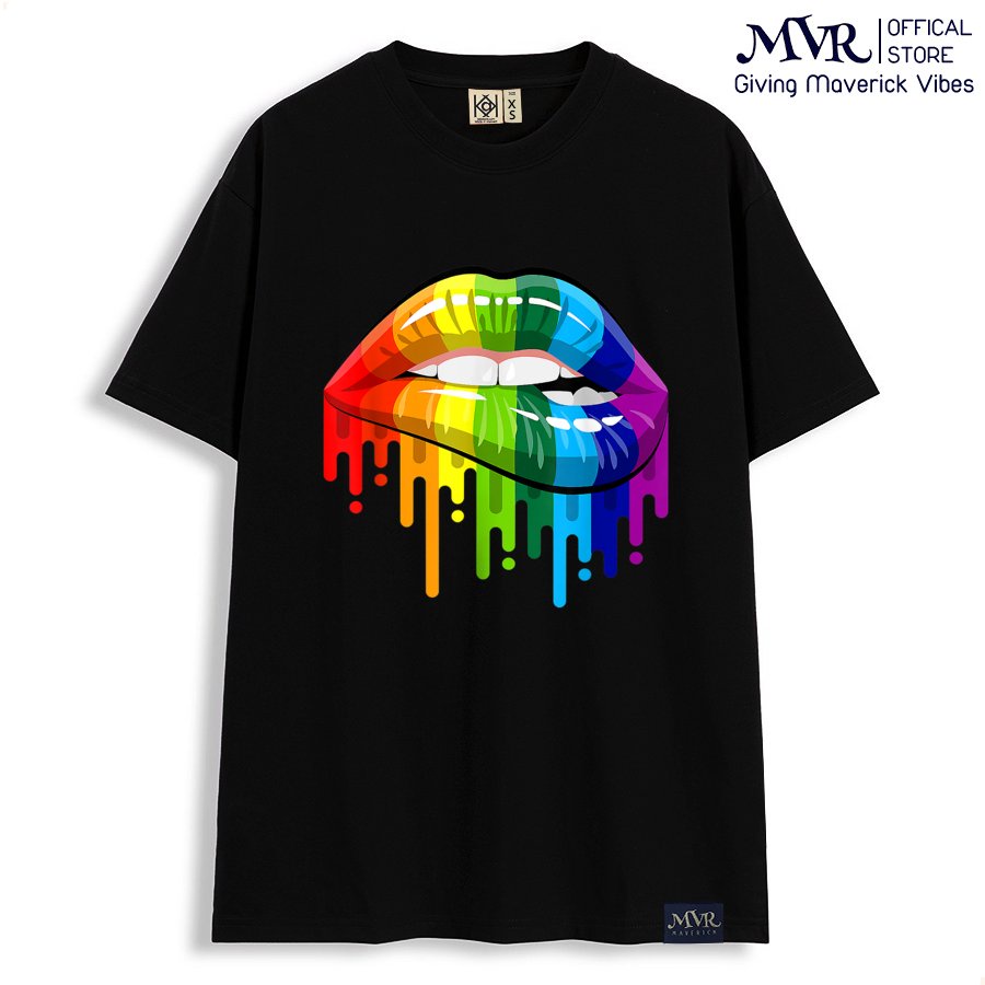 Lgbt 男女 T 恤帶 7 個彩虹嘴唇圖案驕傲同性戀 Les LGBT 韓式風格 KK6008