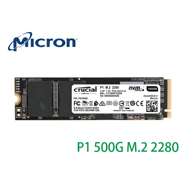 限量促銷 美光 P1 500G 1T QLC M.2 2280 NVMe PCIe SSD 固態硬碟 / P2 1TB