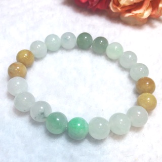 多寶晶石/天然翡翠A貨手珠/冰種手珠/翡翠10mm/保證天然/翡翠冰珠/三彩珠/大咪手珠/男生手珠/男生手鍊/男士手珠