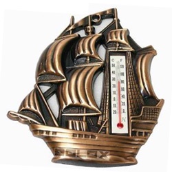 帆船造型金屬溫度計 / 材質: 金屬. 紙.溫度計