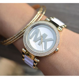 （現貨）Michael Kors 白金 晶鑽三眼計時 不鏽鋼腕錶 MK6313