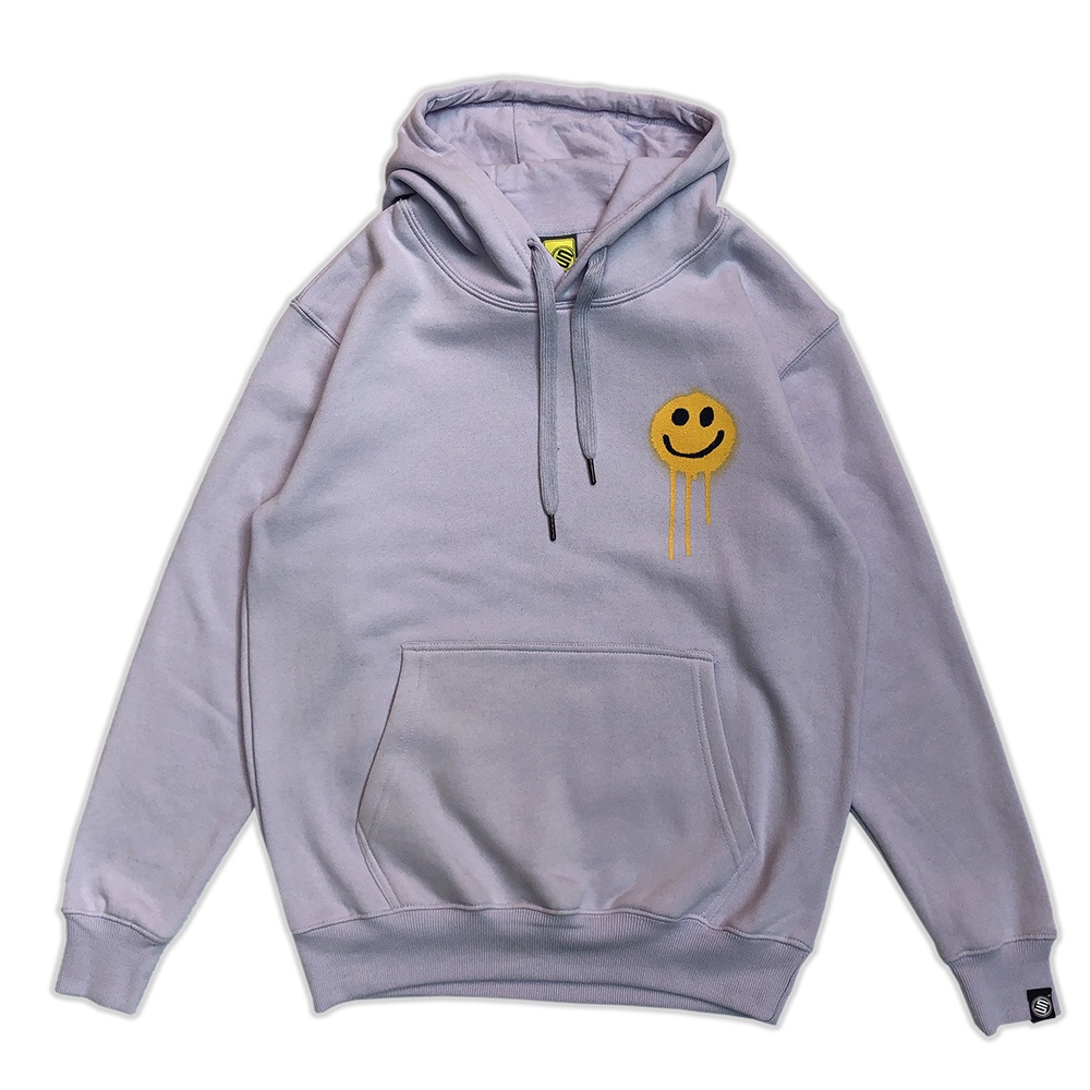 【STAGE】笑臉噴漆帽T SMILEY SPRAY HOODIE 黑/淡紫 共兩色