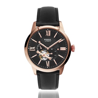 FOSSIL | 羅馬數字 黑麵玫瑰金框 鏤空機械腕錶- 黑x玫瑰金 ME3170