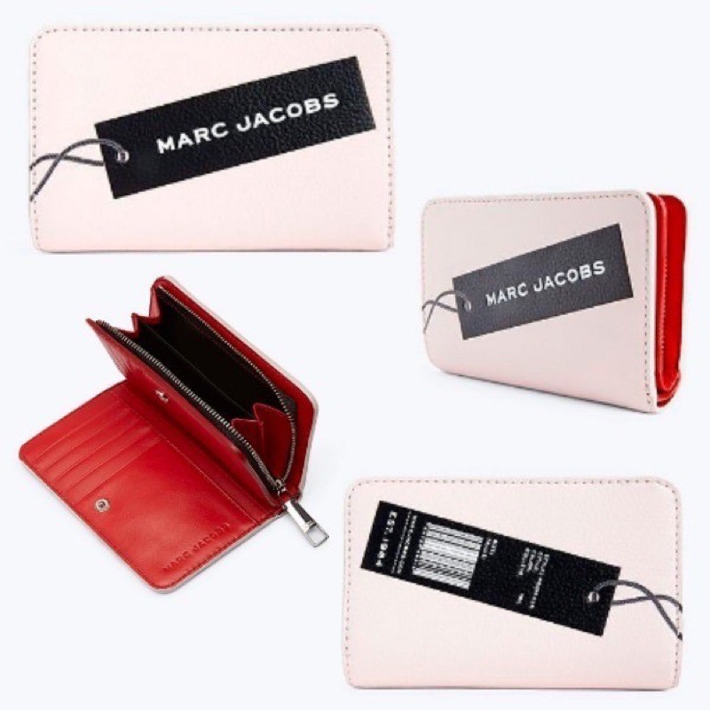 年終二手均一價！［二手］Marc Jacobs THE TAG COMPACT WALLET標誌撞色中夾腮紅粉