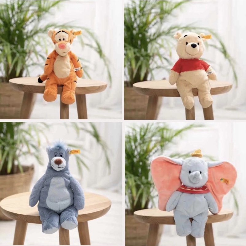 英國代購 德國 Steiff 迪士尼 Disney 聯名系列 金耳釦娃娃 玩偶 小飛象 小熊維尼 跳跳虎 巴魯熊