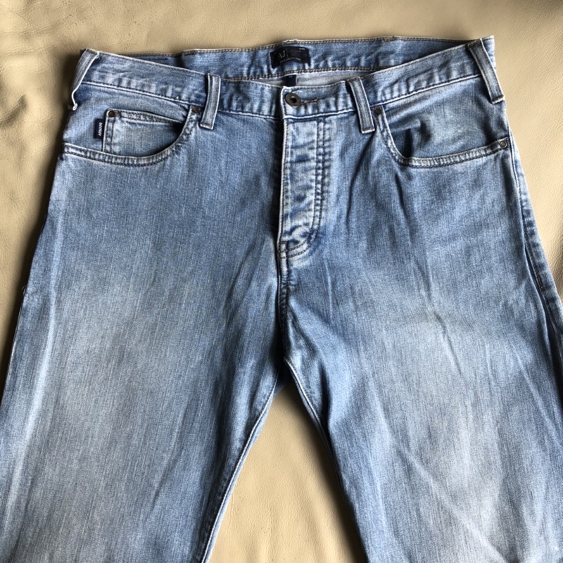 保證正品 Armani Jeans AJ 淺藍色 刷白 小直筒 牛仔褲 size 32