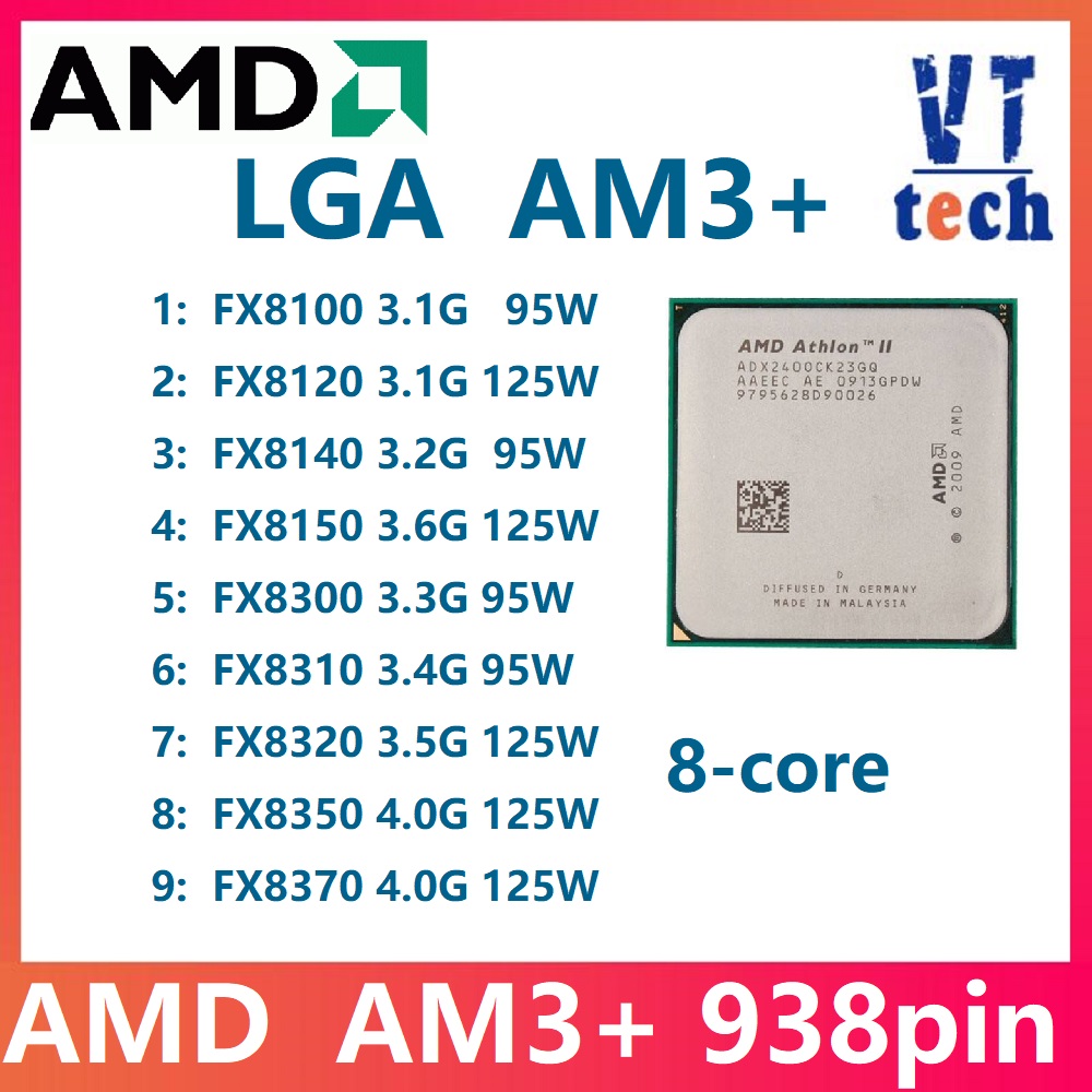 Amd FX 8300 8100 8150 8320 8350 8120 8370 E八角AM3+推土機CPU