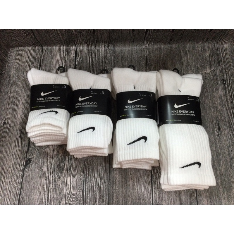 NIKE 厚底 運動 訓練 中筒 白襪EVERYDAY COTTON CUSHIONED CREW 白SX7664100