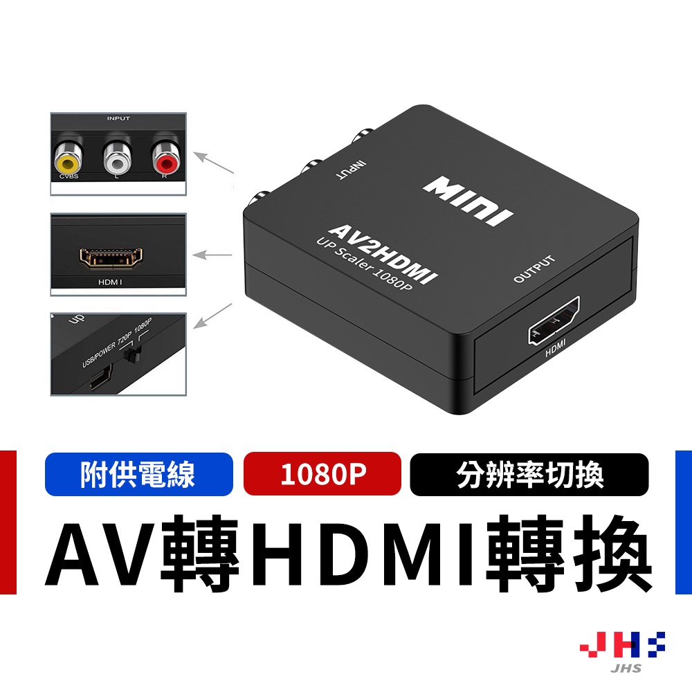 【JHS】AV轉HDMI 視訊轉換盒 轉換器 擴大機 AV to HDMI 轉換盒 供電 CG00070