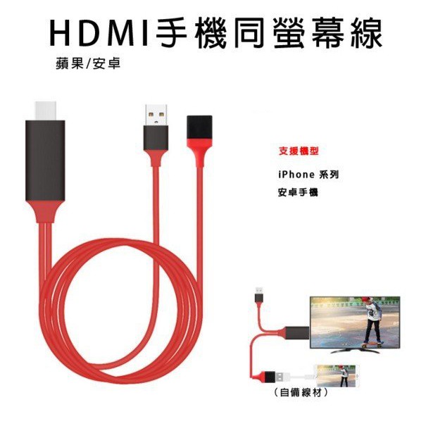 【小樺資訊】全新 APPLE轉接線 全通用HDMI手機同螢幕線 1080P影音同步 蘋果/安卓 支援8聲道 120cm