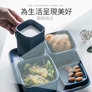 北歐風啞光陶瓷方形條紋設計送禮自用酒店飯店家用早餐西餐套裝餐具