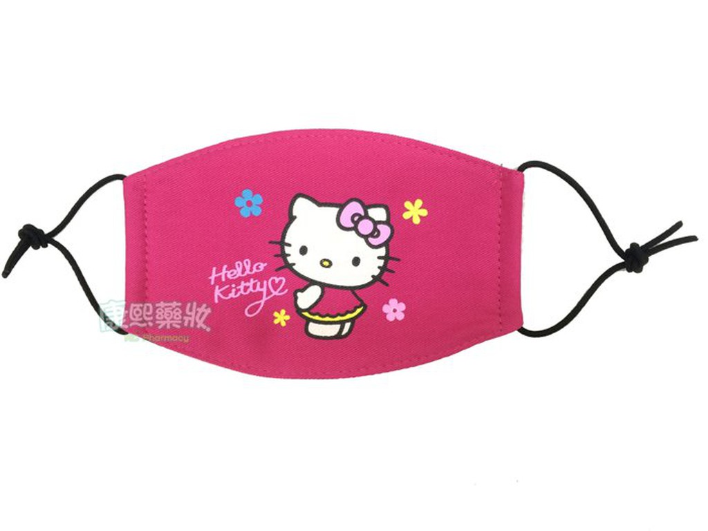 【三麗鷗 Hello Kitty凱蒂貓 成人布口罩 桃粉花花 (1入)】三麗鷗授權正品，可水洗(公司貨)