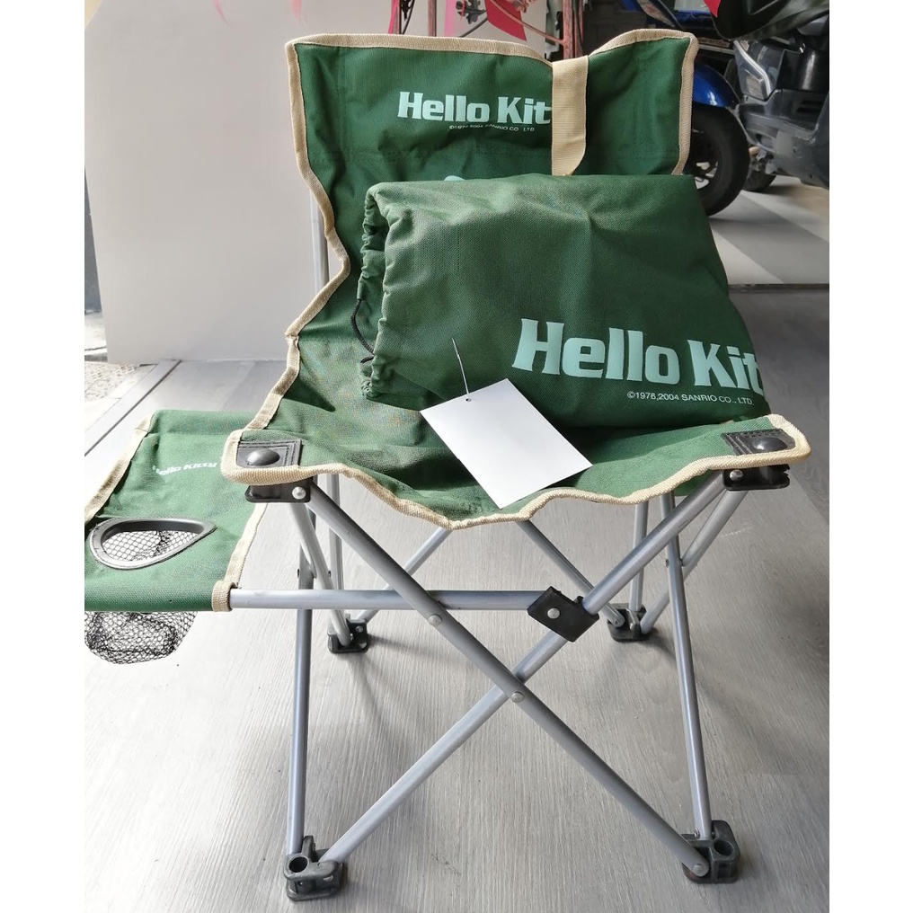 hello kitty折疊野餐、露營椅-綠 (附收納袋,全新)