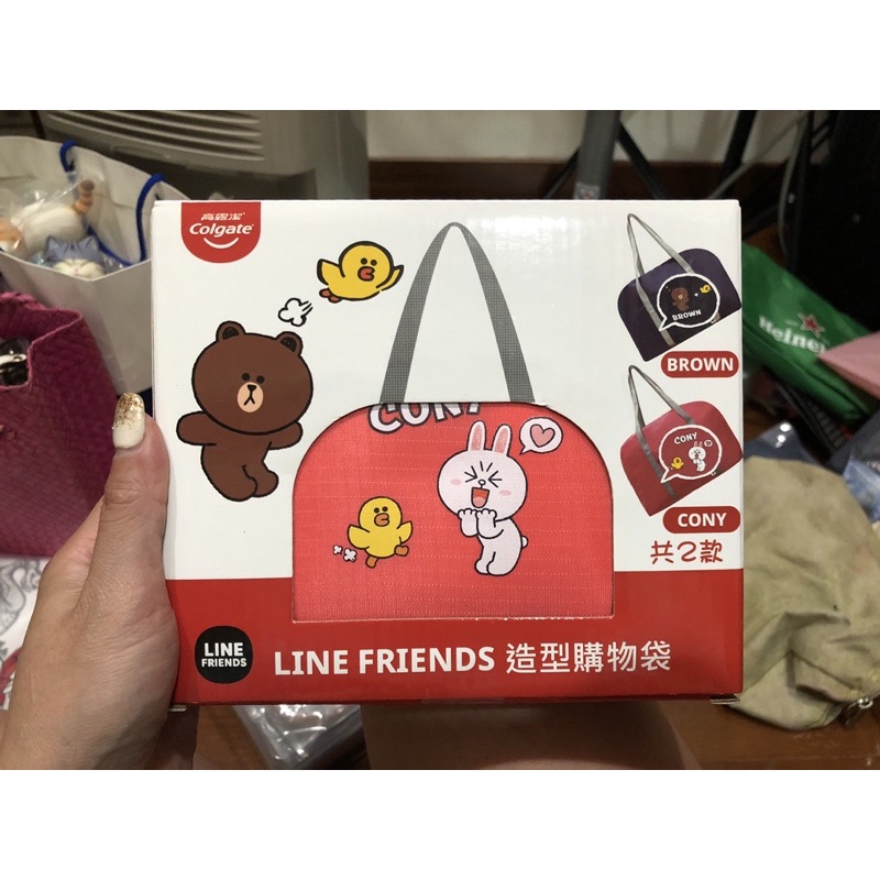正版授權 高露潔 LINE FRIENDS 造型購物袋（紅）