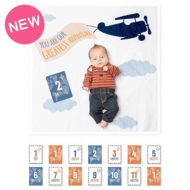 加拿大lulujo 寶寶成長包巾卡片-飛機