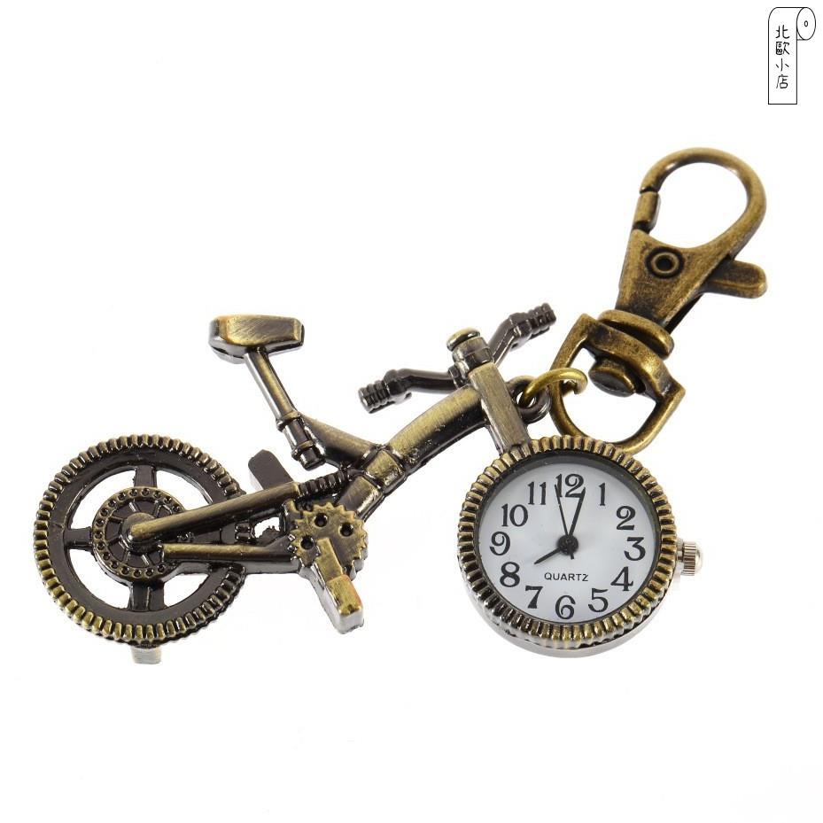 ❤北歐時尚❤聖誕禮物 節日禮物 迷你 獨特可收藏 青銅合金 自行車造型 時鐘 石英懷錶 手錶 扣表 居家裝飾