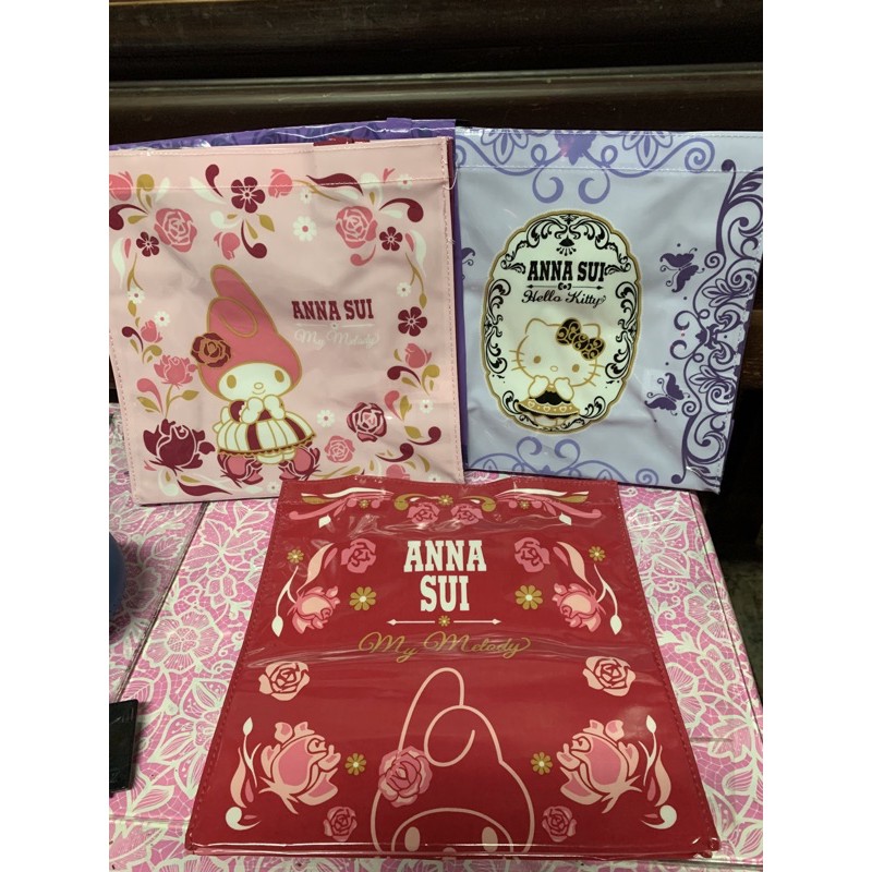 Anna Sui&amp; Sanrio聯名時尚托特手提袋-美樂蒂款 Hello Kitty款 玫瑰款（編號30-）