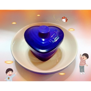 Le Creuset 英國藍 300ml ( 大 ) 心型烤盅( cobalt blue ) 、20cm深圓盤