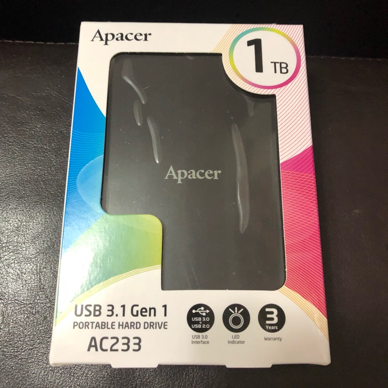 全新 Apacer 瞻宇 AC233 1TB USB3.1 2.5吋行動硬碟