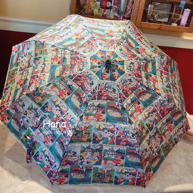 現貨❗️香港迪士尼代購 米奇米妮 報紙對話風 自動摺疊雨傘