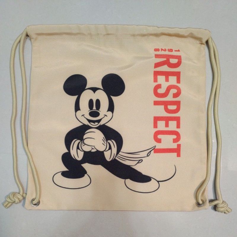 米奇金鼠年系列束口後背包 - 深米色款  (包03)