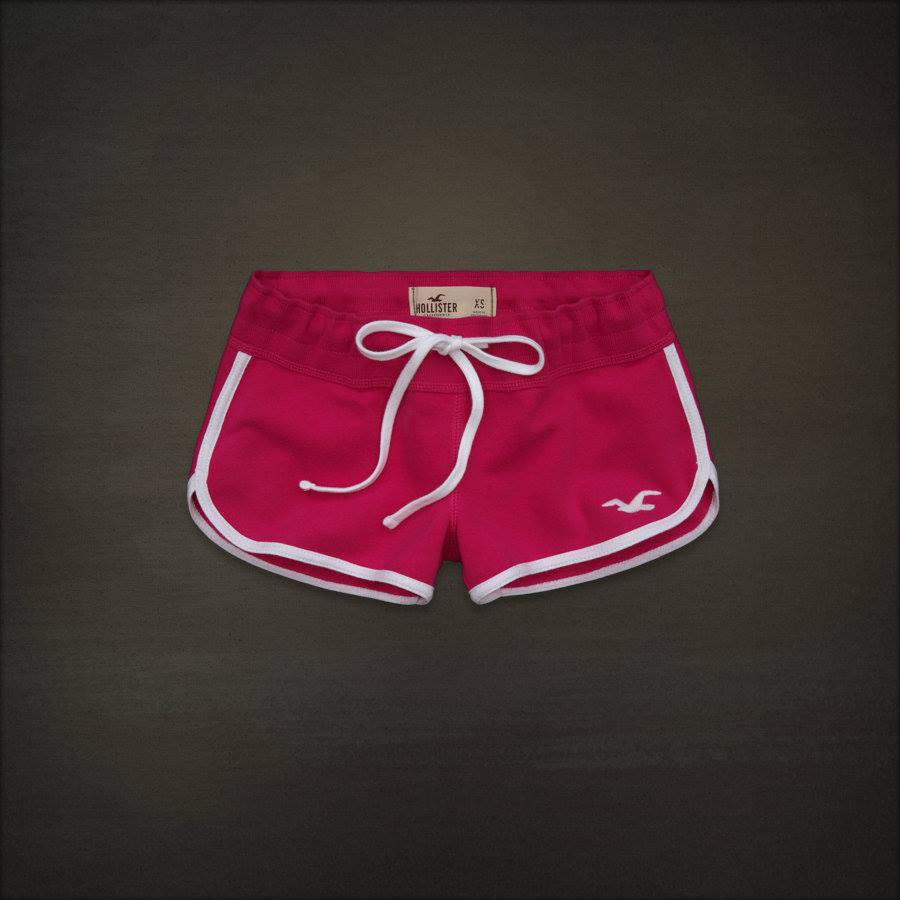 [Stan福利社] Hollister HCO 女生 精梳棉美式休閒小開衩真理短褲  電繡LOGO 緋紅色 L號